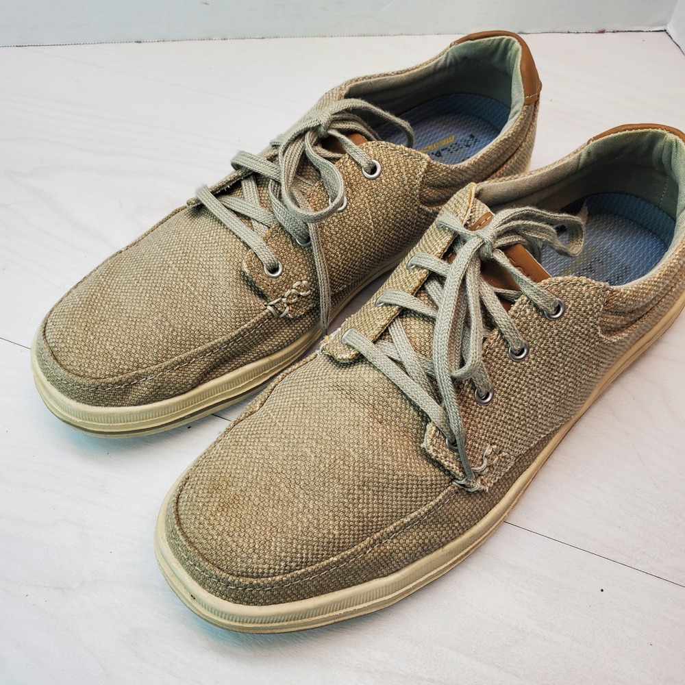 Skechers Relaxed Fit Men's Tan‎ Canvas Lace Up Casual Shoes Size 11